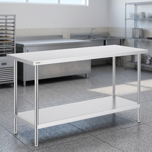 Stainless Steel <b>Prep</b> <b>Table</b> Adjustable Height Polished Finish Commercial <b>Kitchen</b> Workstation - Product Image 4