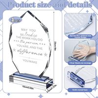 Trophée en cristal gravé sur mesure avec base, plaque en cristal inspirante, cadeau de reconnaissance pour les employés