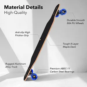 42 Inch Longboard Skateboard 8 Ply Maple Deck 80A Pu Wheels Flat Plate Skateboard Dance Street Freely Long Skate Board