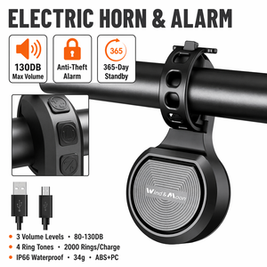 Sonnette <span class=keywords><strong>de</strong></span> vélo électrique OEM 250 mAh, <span class=keywords><strong>365</strong></span> <span class=keywords><strong>jours</strong></span> d'autonomie, 4 sons, <span class=keywords><strong>3</strong></span> niveaux <span class=keywords><strong>de</strong></span> volume, rechargeable par Type-C, klaxon <span class=keywords><strong>de</strong></span> vélo électrique 130 dB - Product Image 1