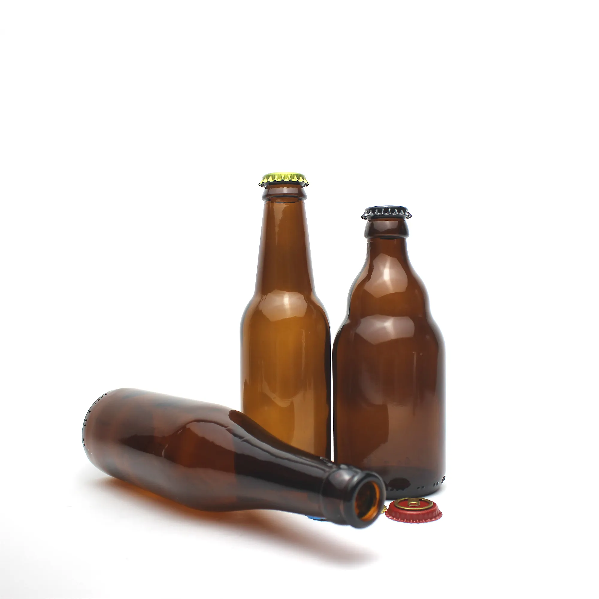 クラウンキャップ付きのホットセール空の琥珀色のアルコールガラスビール飲料ボトル