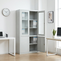 Meuble de rangement moderne de haute qualité à portes vitrées, en fer et métal, pour bureau, armoire de classement en acier