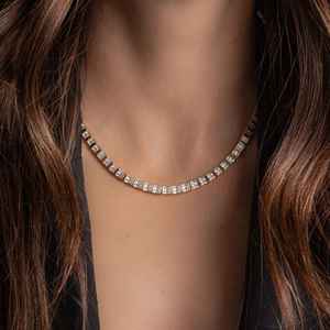 Collar de Tenis de Lujo Chapado en Oro de Plata Esterlina 925 con Doble Capa de Diamantes Moissanita, Regalo de Aniversario Personalizable - Product Image 1