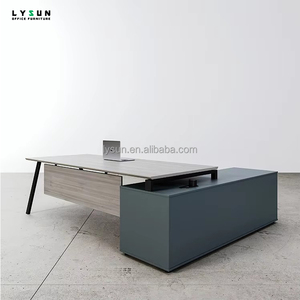 Escritorio de oficina ejecutivo convertible azul moderno personalizado al por mayor muebles comerciales elegantes para oficina moderna de madera para gerente - Product Image 1