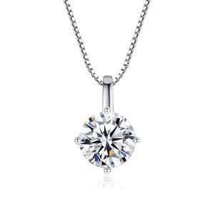 Parure de bijoux en moissanite en argent 925, coupe brillant ronde, sertie griffe, bague, collier et boucles d'oreilles, classique pour femme, pour fiançailles - Product Image 2