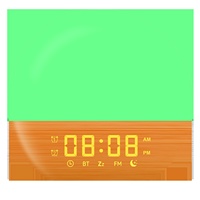 Nouvelle lampe de réveil style nordique à effet bois avec horloge, haut-parleur, bruit blanc et éclairage LED nocturne