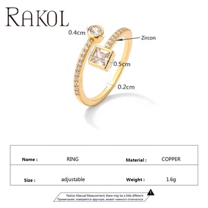 RAKOL RP5172 Real Gold Plated Christmas Women's Cubic Zirconia Fashion Jewelry Adjustable <b>Ring</b> - Product Image 2