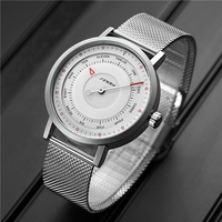 SINOBI bleu marine montres en cuir OEM ODM marque privée montre à Quartz hommes en acier inoxydable analogique Saat