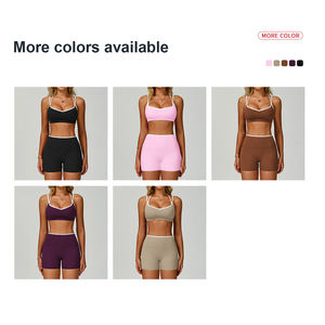 <span class=keywords><strong>Conjunto</strong></span> de Yoga de Color en Contraste, Traje Deportivo Personalizado para Mujer, Espalda Descubierta, Sensación Ligera, Ropa Deportiva para Actividades al Aire Libre, Fitness y Yoga - Product Image 5