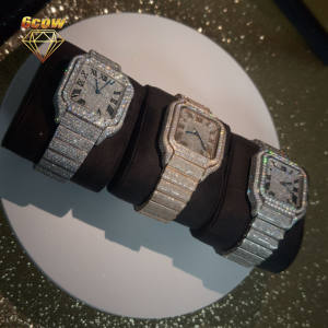 Montre personnalisée de <span class=keywords><strong>luxe</strong></span> pour <span class=keywords><strong>homme</strong></span>, mécanique, boîtier carré, sertie de moissanite VVS effet cristal de glace, style <span class=keywords><strong>Cartier</strong></span>, 39 mm, Hip Hop - Product Image 3