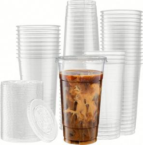 Popular 30Oz 32Oz Disposable Plastic With Lids and Straws 107Mm Diameter Transparent <b>Pet</b> Cups Available - Product Image 1