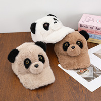 Casquette de baseball en fausse fourrure chaude d'hiver, motif panda en peluche
