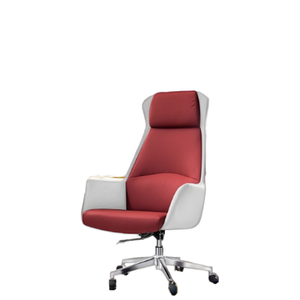 Silla de jefe ejecutiva con respaldo alto de cuero giratorio ergonómico de lujo, reposacabezas ajustable moderno personalizable de aluminio - Product Image 3