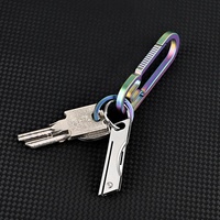 Mini porte-clés en alliage de titane rasoir couteau pliant tranchant D2 lame en acier trou de porte-clés intégré pour EDC