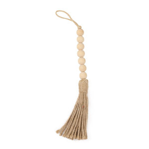Cordon suspendu en perles de bois 16 mm couleur naturelle avec pompon pour décoration de mariage en extérieur - Product Image 5