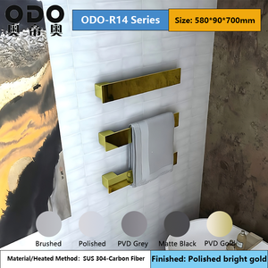 Scaldasalviette <span class=keywords><strong>da</strong></span> Bagno Nascosto in Ottone Spazzolato PVD, Montaggio a Parete, Impermeabile IP44, Elettrico - Product Image 2