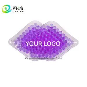 Custom Crystal Beads Gel Pink Color Lip Shaped Reusable Ice Pack For Plastic Shape Cold Compress