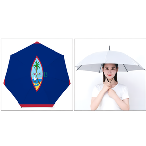 Chapeau parapluie personnalisé à thème drapeau national de Guam en gel argenté, parapluie de tête portable pour les voyages en extérieur et les scénarios de travail sur le terrain - Product Image 1
