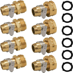 Brass Hose Repair <b>Connectors</b> 5/8 Inch Barb <b>Quick</b> Connect With Clamp For Garden Water Hose Fixing - Product Image 1