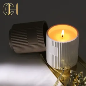 C&H Unique Nordic Design Black Grey Candle Vessel Luxury Empty Ceramic Candle Jars vessels for candle making