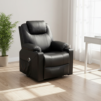Fauteuil inclinable moderne en PU noir avec fonction de massage pour la maison, le bureau, le salon, la chambre ou l'atelier