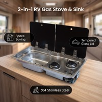 Évier de camping-car en acier inoxydable Guangrun SS304 avec cuisinière à gaz double brûleur pour camping-car/marine en extérieur