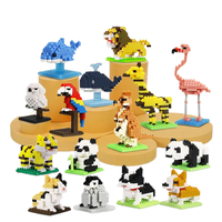 Bloques de Construcción 3D de Plástico ABS, Juguete de Modelismo para Mayores de 14 Años, Escala 1:1, Juego de 50 Piezas - Tigre, León, Perro, Gato, Animales del Zoológico
