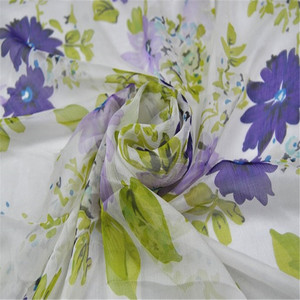 Trong Suốt 100% Lụa Tự Nhiên Nhăn Vải Voan Màu Sáng Với In Hoa Cho Cô Gái Mùa Hè Ăn Mặc - Product Image 1