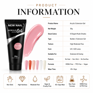 Gel Acrílico para Salón, Antiadherente, de Flujo Suave, Bajo Calor, Vegano, Libre de Crueldad, Seguro, No Tóxico, para Extensión de Uñas, Libre de HEMA y TPO - Product Image 3