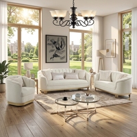Fauteuil pivotant modulaire capitonné de luxe moderne en tissu/cuir avec pieds en acier inoxydable doré pour appartement, hôtel, usage domestique