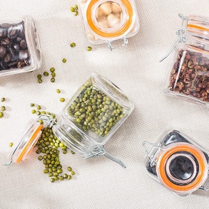 Petits pots à épices en verre avec couvercle à charnière, 5 pièces, Mini bocaux <span class=keywords><strong>pour</strong></span> la conservation de la cuisine, récipients, 4oz - Product Image 6