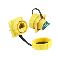 Connecteur femelle plat RJ45 étanche IP68 Lshitech avec contacts en cuivre pour PCB/soudure/passe-câble, adaptateur droit de qualité industrielle