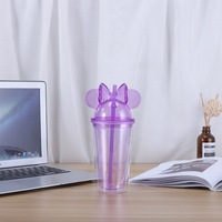 Gobelets à double paroi en plastique acrylique 16oz, gobelet bouteille d'eau potable avec couvercle et paille réutilisable en vrac