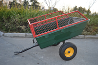 Remorque benne arrière en acier pour tracteur et VTT, chariot de jardin à benne en maille
