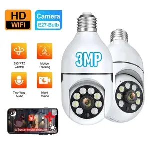 Baru 2K 3MP bohlam 5G kamera WiFi pengawasan Ai pelacakan 1080P Monitor bayi lampu sorot warna visi malam kamera keamanan PTZ