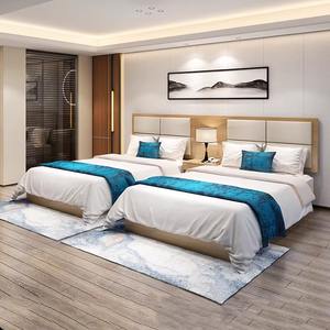 Moderno Simple de lujo estilo doble cama dormitorio muebles Panel de madera para Hotel baño apartamento - Product Image 2