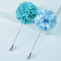 Broche élégante en satin coloré multi-couches en forme de fleur d'hortensia sur longue tige, épingle de revers pour costume de gentleman, idéale pour mariages et occasions formelles