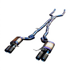 Escape trasero Valvetronic de titanio azul quemado Vortex con tubo en Y igualado y puntas cuádruples de carbono para BMW F06 F12 F13 640i 650i - Product Image 1