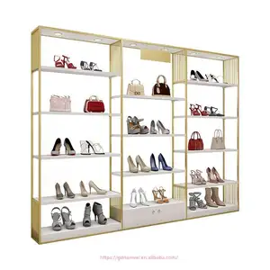 High-End Gold Schuhe und Taschen Rack Frauen Handtasche Display Möbel für Schuhe Store Design