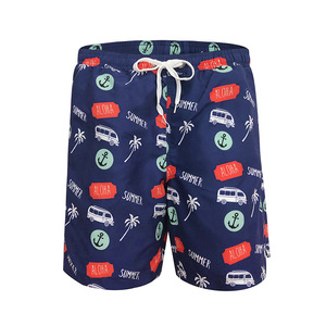 Short de bain pour homme, imprimé flamant rose bleu clair, séchage rapide, cordon de serrage, taille élastique, pour la plage, les voyages et le surf - Product Image 3