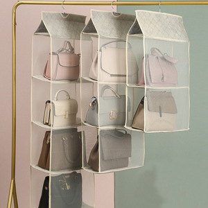 New handbag storage hanging bag household wardrobe transparent storage bag double-sided hanging organizer bag