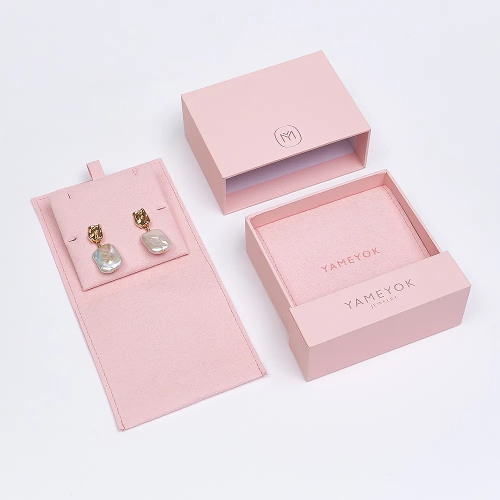 Boyang saco de joias personalizado de microfibra, embalagem envelop para presente com caixa