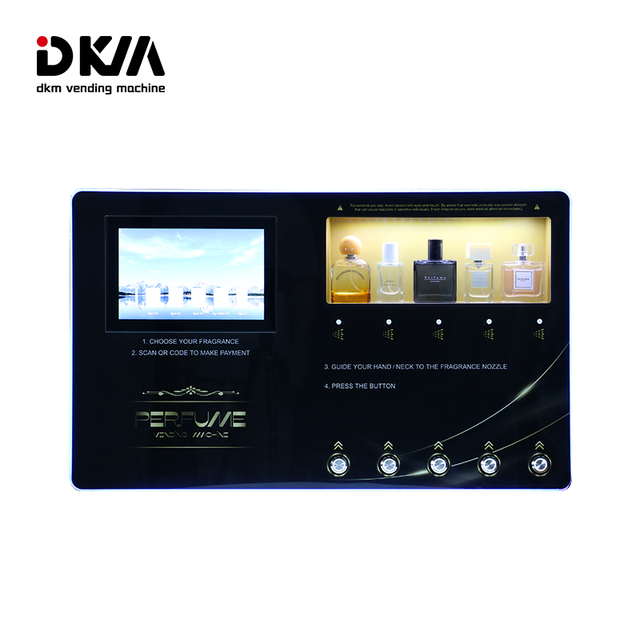 DKM Small Mini Custom Wireless Wall-mounted Cardless Touch Screen Cologne Fragrance Perfume Vending Machine with Led
