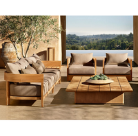 Meubles d'extérieur minimalistes de designer, ensemble de canapés en bois, élégant canapé en teck pour jardin et patio