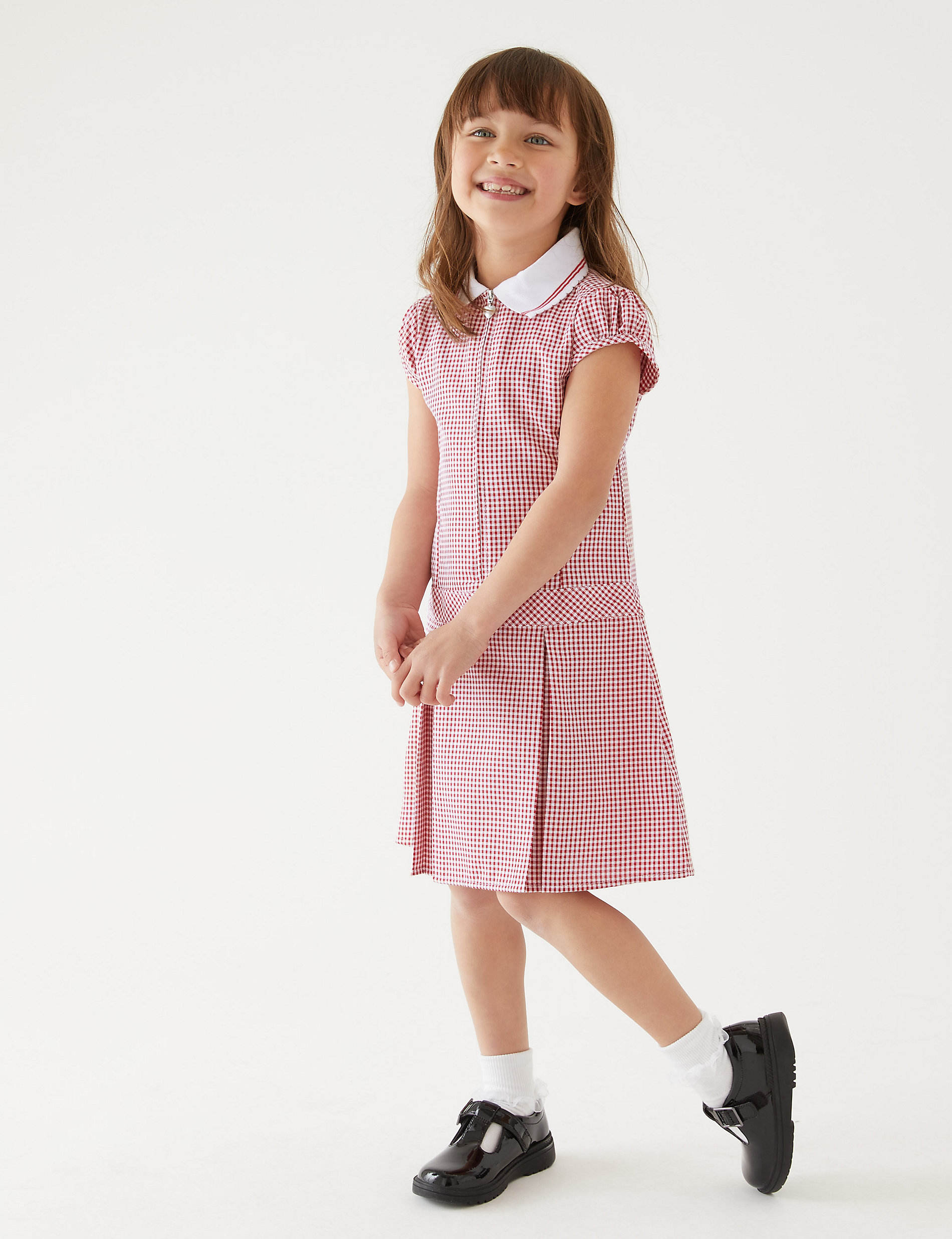 Girls Primary Nursery Girls' Dresses School Dress Uniform Pinafore School  Gingham Checked Summer School Uniform Dress