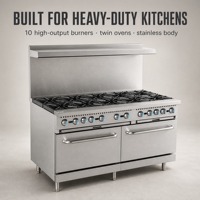 Cuisinière à gaz commerciale avec four en acier inoxydable, homologuée CE ETL pour les restaurants et la restauration