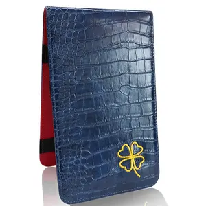 Custom Lucky Clover Logo Black Blue Brown Water Resist Pu Leather Yardage Book Cover Golf Scorecard Holder