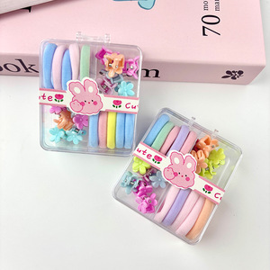 Set de Cintas y Pinzas para el Cabello para Niñas, Colores Dulces, Anillos para el Cabello, Accesorios para Bebés, Uso Diario, Diseño Geométrico y de Dibujos Animados - Product Image 1