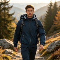 Blouson bomber softshell homme à capuche, poches zippées, logo personnalisable