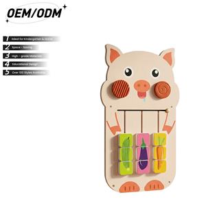 Directo de Fábrica |   Juguetes de Pared de Madera STEM, Juguete de Cerdo |   Juego de Deslizar y Emparejar Alimentos y Aprender sobre Animales de Granja. - Product Image 1